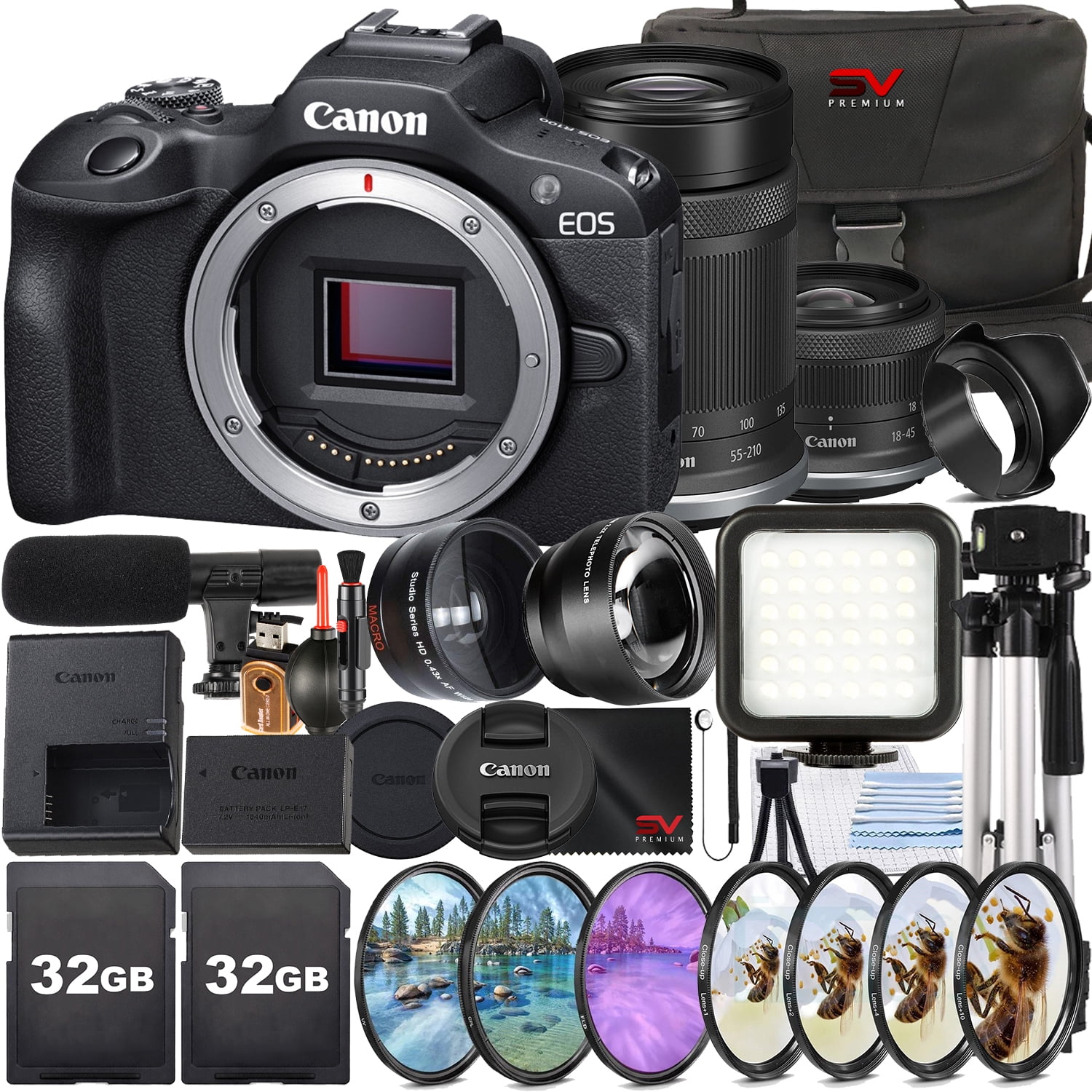 Canon EOS R50 Camera, 24.2MP, 4K Video, 18-45mm Lens, 2x128GB Card