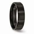 thumbnail image 4 of Grey Titanium Ring Band Wedding Grooved Black IP-plated 6mm Brushed and Polished, 4 of 6