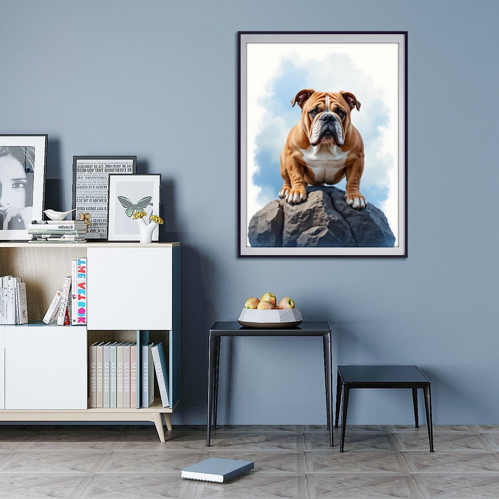 Diamond Art Kit for Adults, Sturdy Bulldog On Rock Summit Diamond Painting for Adults Beginners, 5D DIY Diamond Art Painting Kits, Colorful Diamond Painting Craft for Home Decor 12x16
