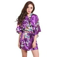 thumbnail image 1 of Coofit Womens Sleep Robe Half Sleeve Lounge Robe Night Sleepwear with Belt for Summer, 1 of 6