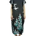 thumbnail image 2 of Bimba Women's Floral Bird Print Satin Maxi Kaftan Kimono Coverup Long Caftan-4, 2 of 4