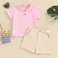 thumbnail image 2 of Bagilaanoe 2pcs Toddler Baby Boy Girl Shorts Set Short Sleeve Shirt Tops + Shorts 12M 18M 24M 3T 4T 5T Kids Casual Summer Clothes, 2 of 8
