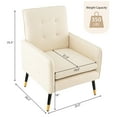 thumbnail image 2 of Gymax 2 Pieces Accent Chair Upholstered Armchair w/ Tufted Back & Metal Legs White, 2 of 10