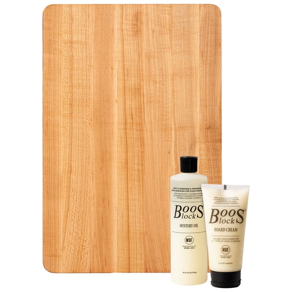 John Boos Small Maple Wood Reversible Cutting Board, Mystery Oil, Moisture Cream