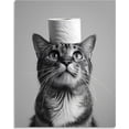 thumbnail image 2 of Cat Bathroom Canvas Wall Art Funny Animal Bathroom Canvas Wall Art Black And White Animal Bathroom Canvas Cat Bathroom Painting Decor for Bathroom Restroom Wall Decor Unframed, 2 of 3