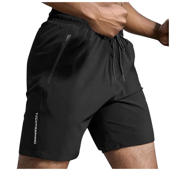 JAJAHO Men's Athletic Gym Shorts Summer Casual Sports Breathable Quick Drying Loose Fit Drawstring Shorts With Zipper Pockets Versatile Bottoms