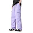 thumbnail image 2 of Men's Wide-Leg Cargo Pants - Drawstring Waist & Adjustable Cuffs for Streetwear & Casual Outfits Light Purple M, 2 of 5