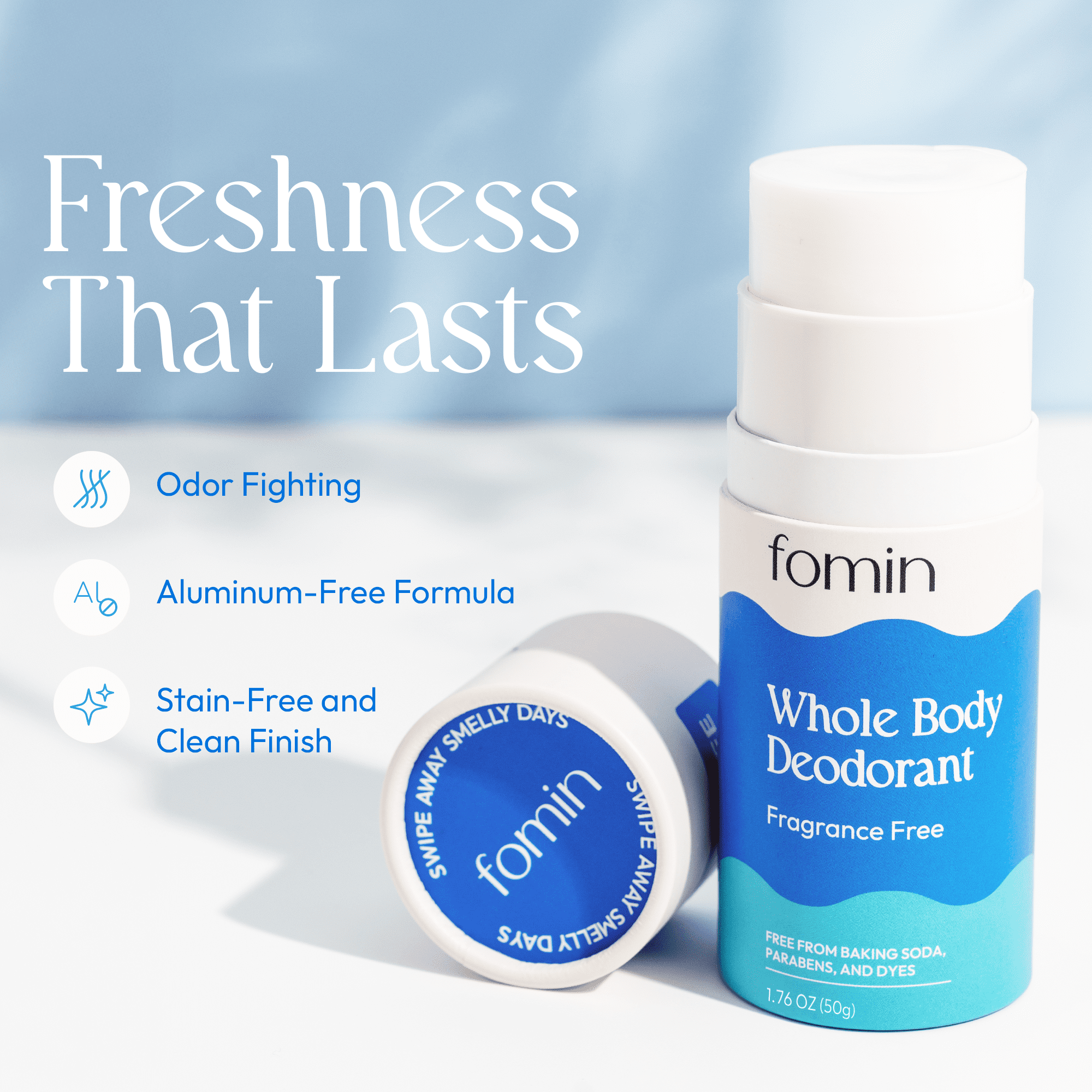 FOMIN Antiperspirant Deodorant Stick - 1 Pack - Fragrance Free Stick for Sweat & Odor Protection for Long Lasting Freshness - Aluminium, Parabens & Dyes Free Deodorant Stick for Men & Women
