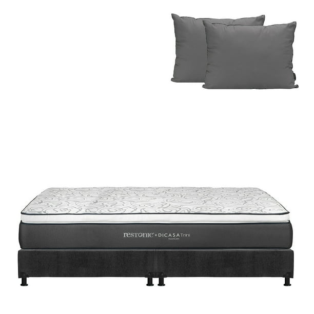 Colchón King Size Trini Restonic + Box + Almohada 2Pack