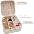 thumbnail image 3 of Travel Jewelry Case Small Jewelry Box Jewelry Organizer Storage Case Portable PU Leather Mini Jewelry Travel Case for Girls Womens Earring, Necklace, Rings, Bracelets (White), 3 of 7