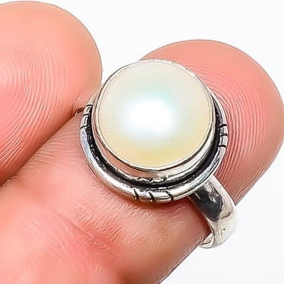 Fresh Water Pearl 925 Sterling Silver Handmade Ring s.7.5 TR7508-507, Gemstone Silver Jewelry, New Year Sale, Valentin's Day Gift