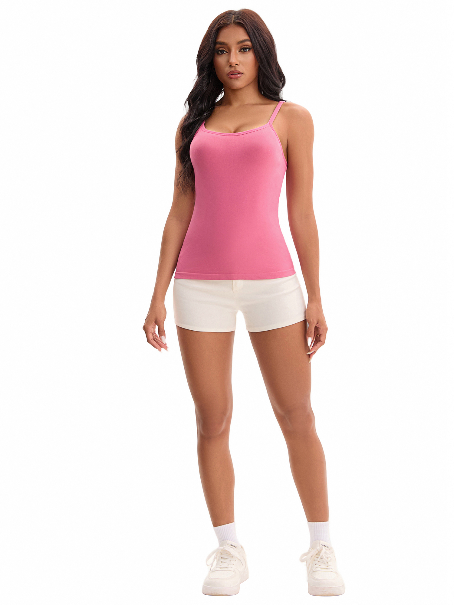 Unique Bargains Spaghetti Strap Camisole Sleeveless Top S Rose Red