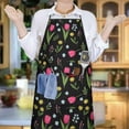 thumbnail image 6 of Pioneer Flower Floral Print Pattern Cotton Linen Apron with Pockets, Waterproof Adjustable, 33x27 Inch for Kitchen, Gardening, BBQ, Salon, 6 of 6
