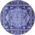thumbnail image 1 of Ahgly Company Machine Washable Indoor Round Medallion Blue Traditional Area Rugs, 3' Round, 1 of 4