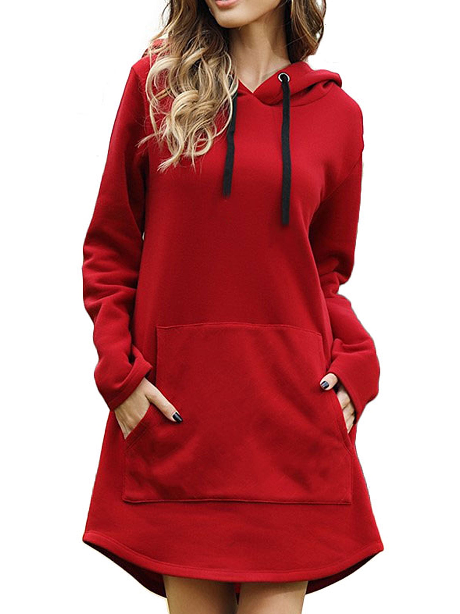 Autumn Sweatshirt Dresses Women Long Hoodie Loose Plus Size Tunic Dress ...