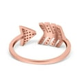 thumbnail image 3 of Rose Tone, Simulated Cubic Zirconia Size-5 Petite Dainty Sideways Arrow Ring 925 Sterling Silver, 3 of 7
