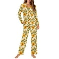 thumbnail image 4 of FOR U DESIGNS Vintage Sunflower Womens Pajamas Set Long Sleeve Sleepwear 2 Pack Size XS Button Down Nightwear Soft Pj Lounge Sets for Women Jogger Loungewear Fall, 4 of 7