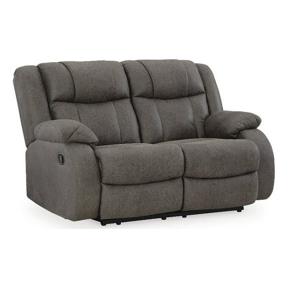 Signature Design by Ashley First Base Gunmetal Reclining Loveseat