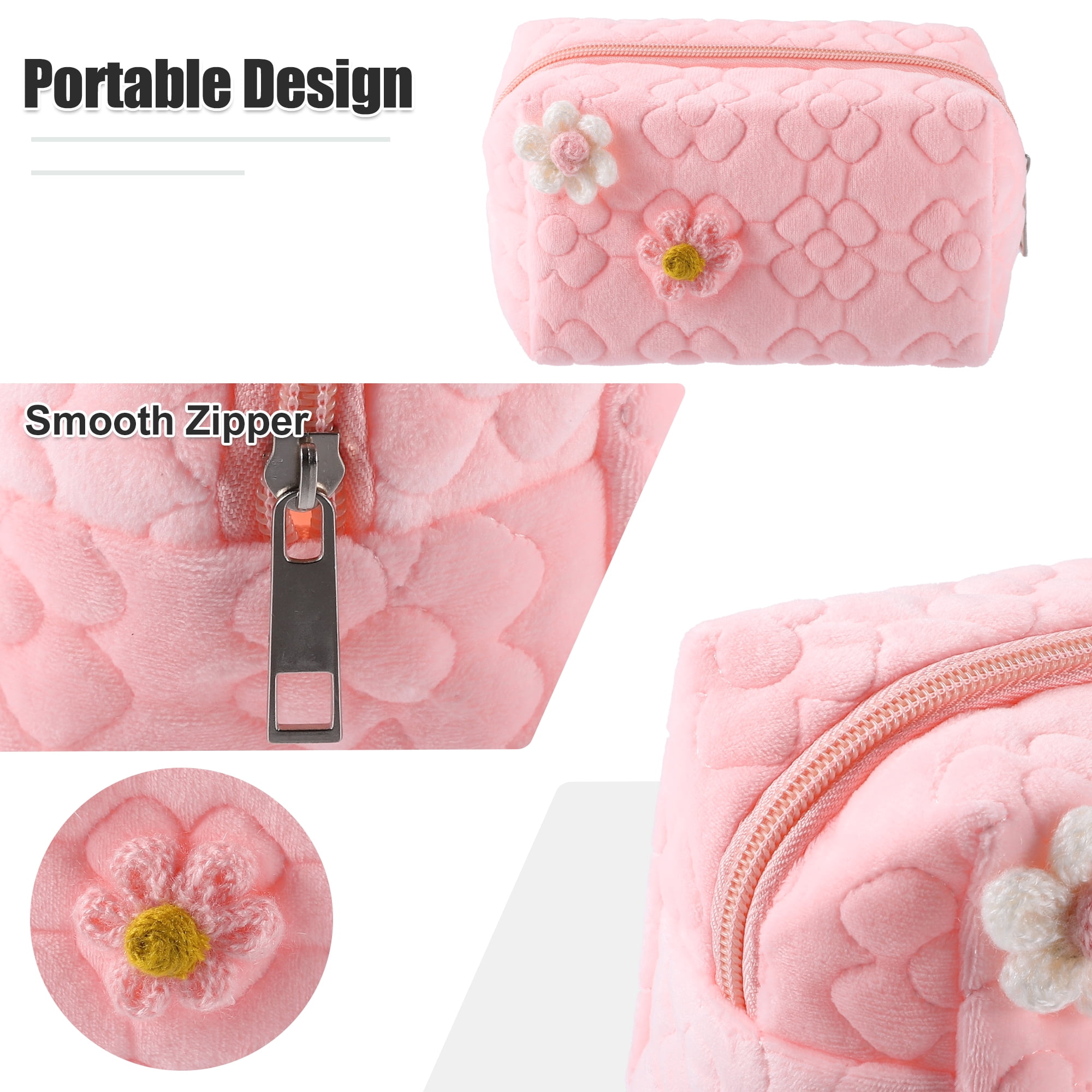 Unique Bargains 1Pcs Travel Makeup Organizer Bag Cosmetics Storage Bag Portable Pink