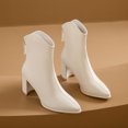 thumbnail image 3 of NECHOLOGY Botas Mujer Adulto Femenino Zapatos Botines de mujer Moda mujer cuero artificial otoño suela gruesa tacones cuadrados cremallera botines cortos zapatos de punta estrecha (Beige, 8), 3 of 5