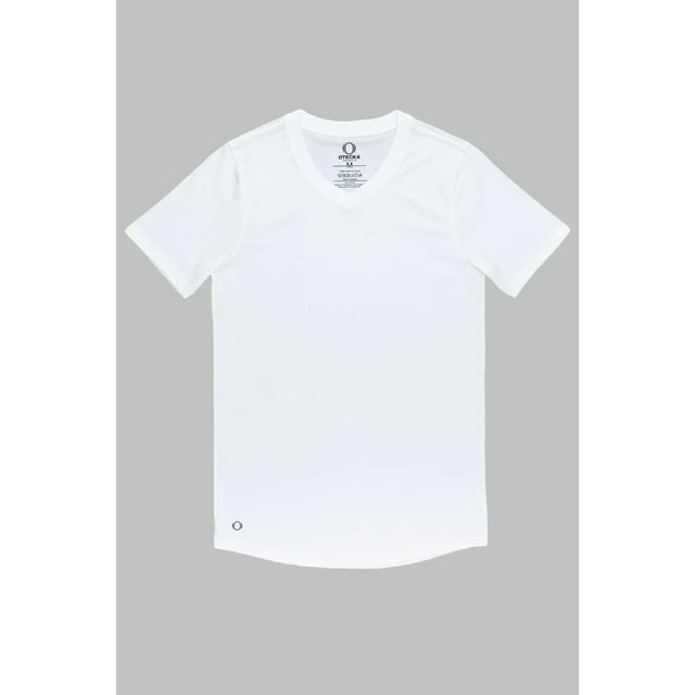 OTECKA T-Shirt à Col en V en Coton Supima pour Homme Coupe Ajustée avec Évacuation de l'Humidité