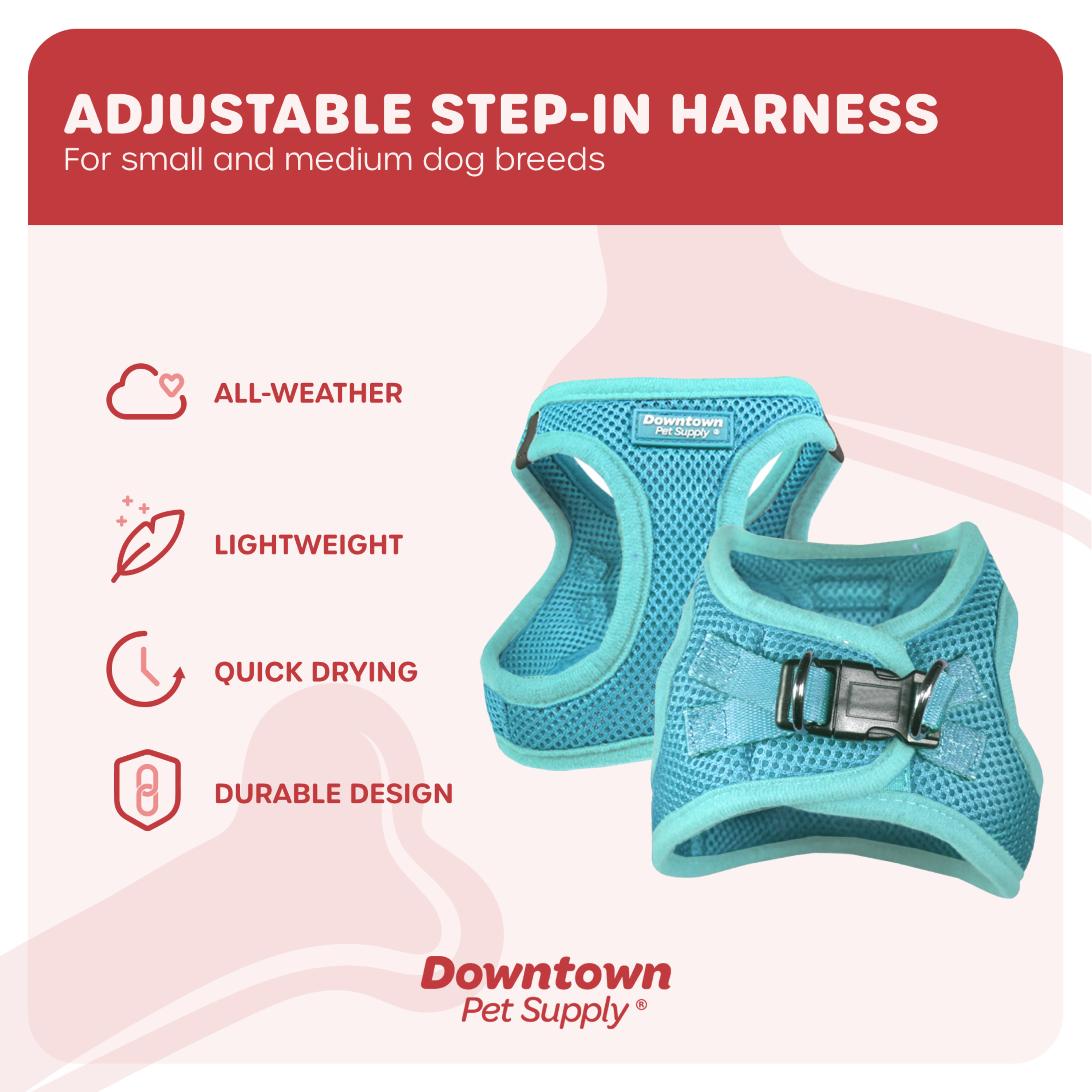 Downtown Pet Supply Step-In Dog Harness, X-Large, Light Blue photo 4
