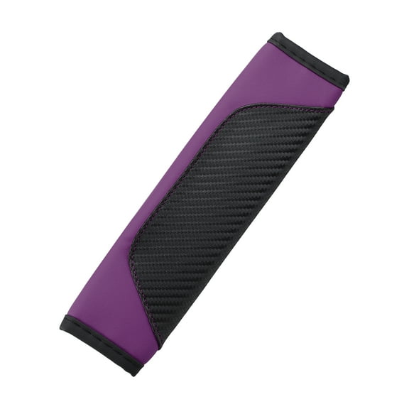 Unique Bargains Purple Car Seat Belt Cover Carbon Fiber Leather