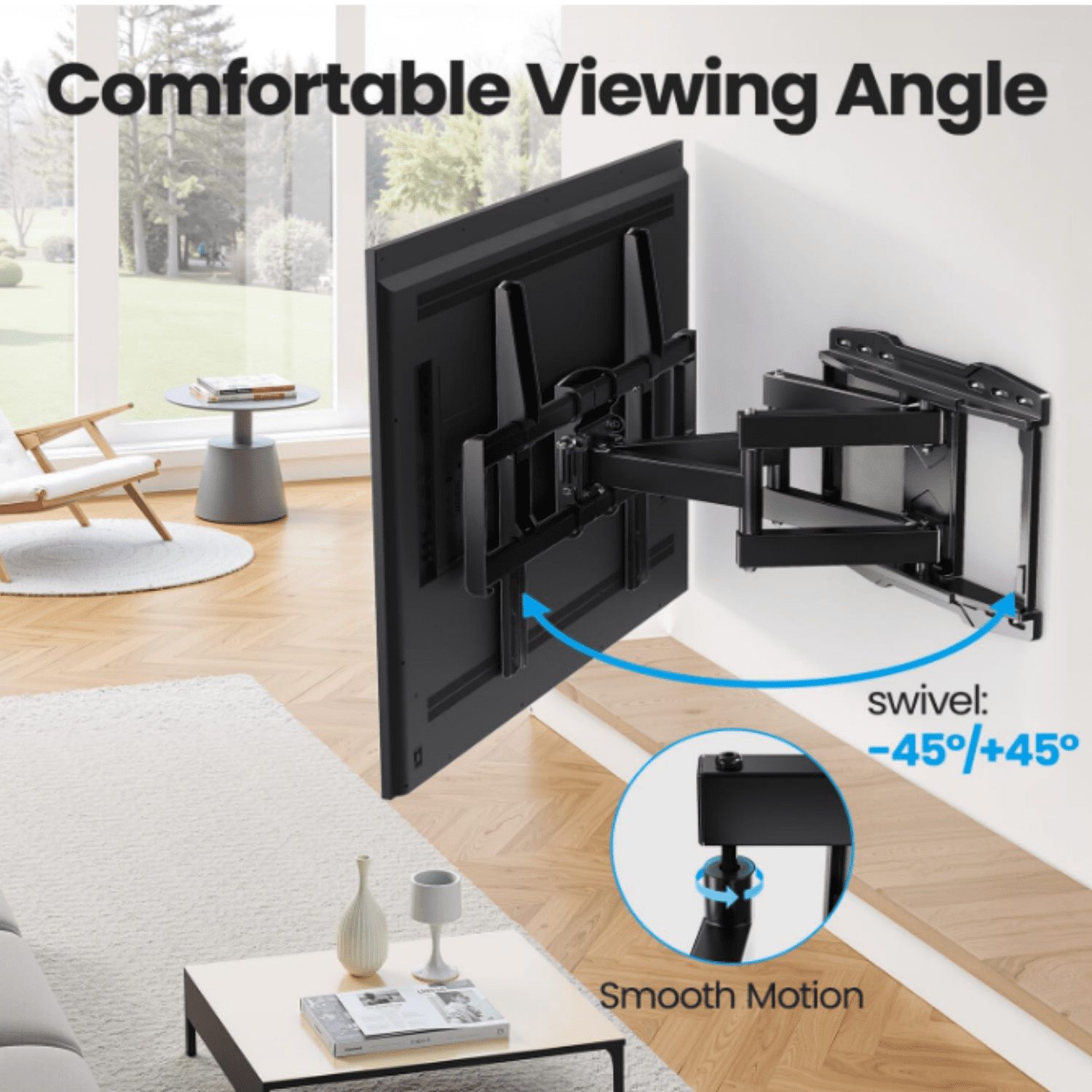 Listed Full Motion TV Wall Mount Bracket for Most 37-86 inch TVs, Swivel Tilt Extension Level TV Mount, Max VESA 600x400mm, Holds up to 132lbs & 16" Wood Studs with Hole Drilling Template