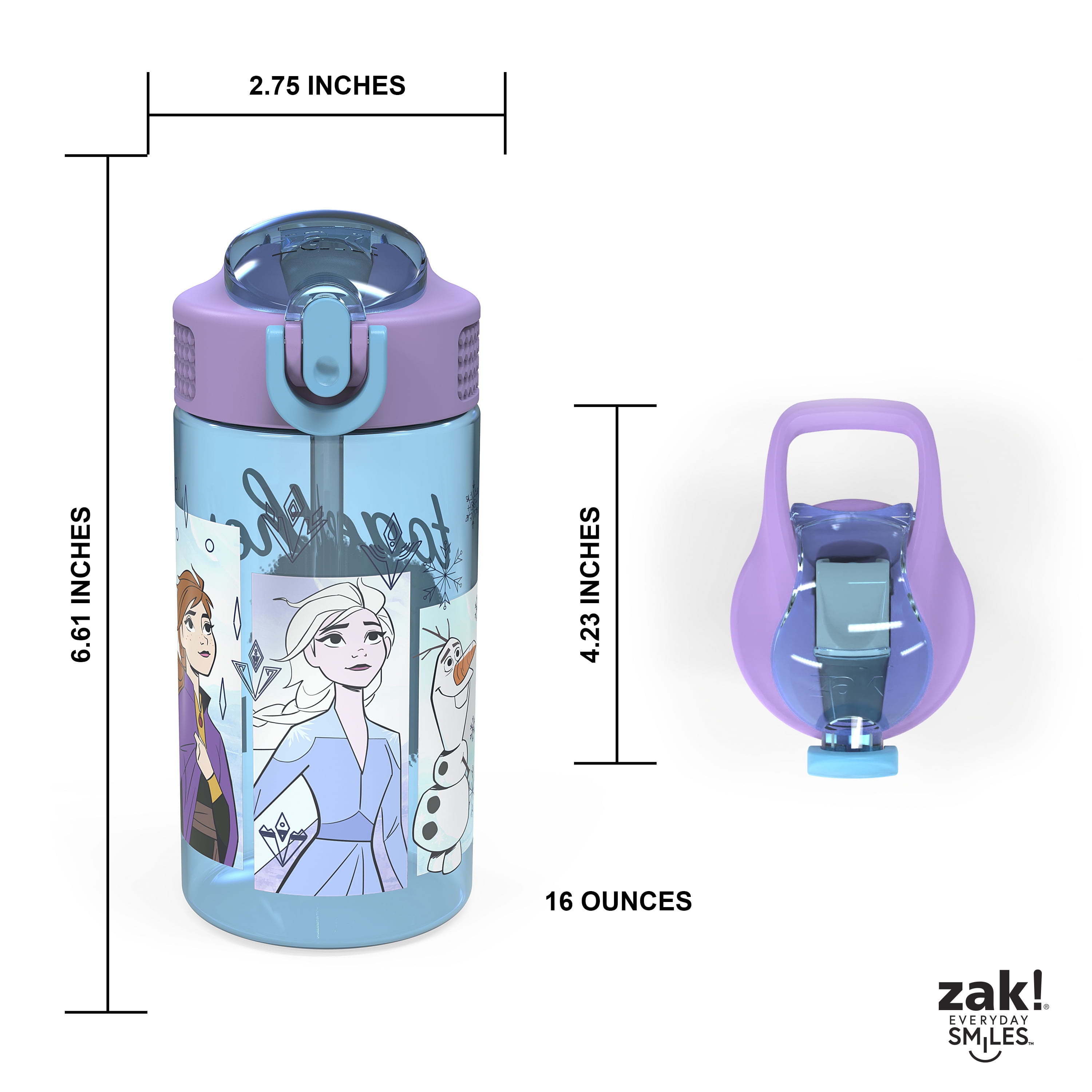 Zak Designs 13oz Disney Frozen 2 Movie Double Wall Tumbler with Lid and Straw, Made of Break-Resistant Plastic (Elsa, 13oz, Non BPA)