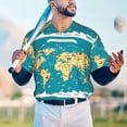 thumbnail image 4 of Fotbe World Map With Landmarks Baseball Jersey Shirt for Men and Women, Casual Short Sleeves Button Down T-Shirt-Small, 4 of 9