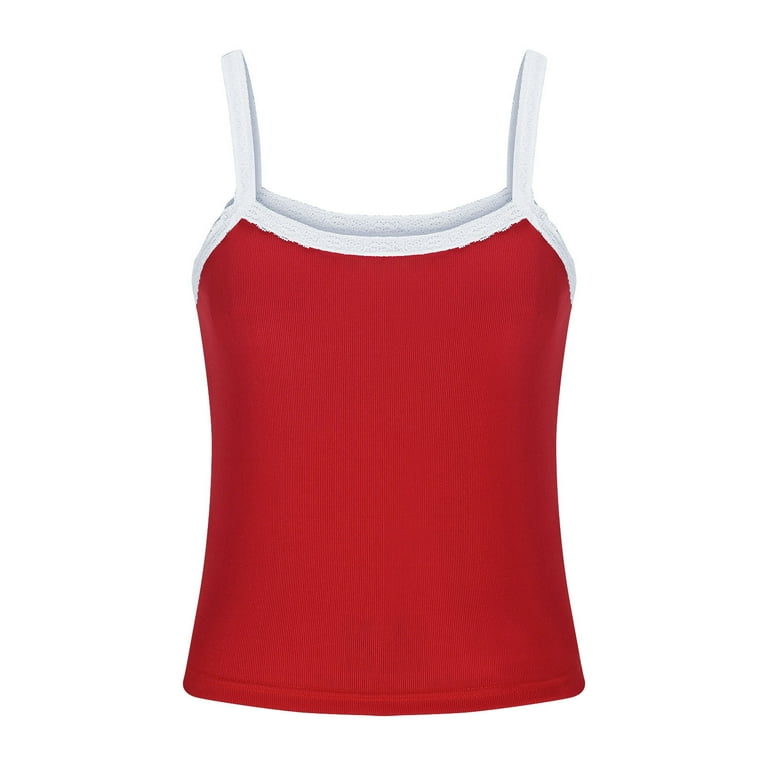 JGGSPWM Women's Lace Trim Cami Tops Square Neck Sleeveless Y2K