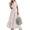 Khaki, variant on utcoco Womens Casual Short Sleeve Button Down Tie Waist Ruffled Striped Maxi Shirt Dress