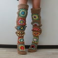 thumbnail image 6 of Wuxian Funny Socks Vintage Boho Leg Warmers Bohemian Pattern Stocking Thighs Over The Knee Thick Leggings Fashion Soft Stretch Boots Ocks Comfy Dailywear,Coffee,One Size, 6 of 7