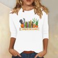 thumbnail image 1 of Jienlioq Hauts de Sortie pour Femmes Mode Féminine Imprimé Décontracté Pull Col Rond Manches 3/4 T-Shirt Offres du Cyber Lundi, 1 of 4