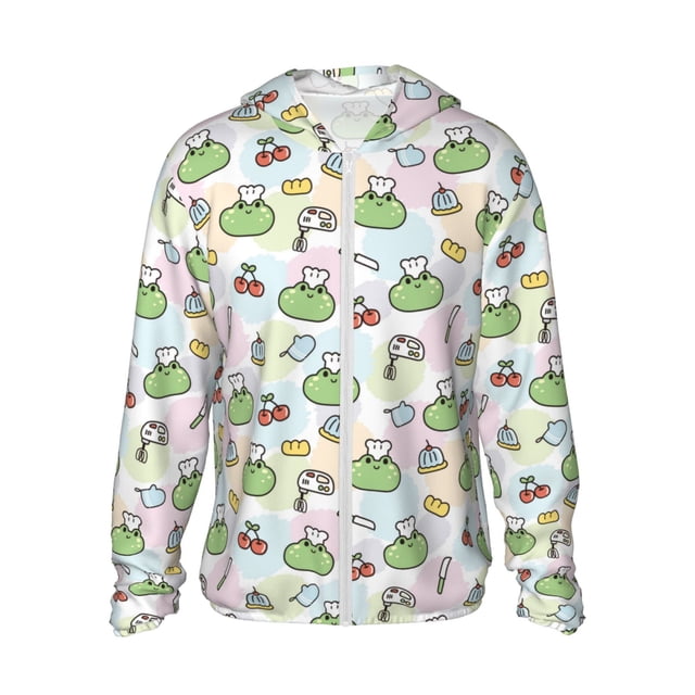 Balery Frog Wear Chef Hat Sudadera ligera de manga larga con capucha y protección solar UPF 50+ para hombre y mujer, ideal para pesca y running-Small