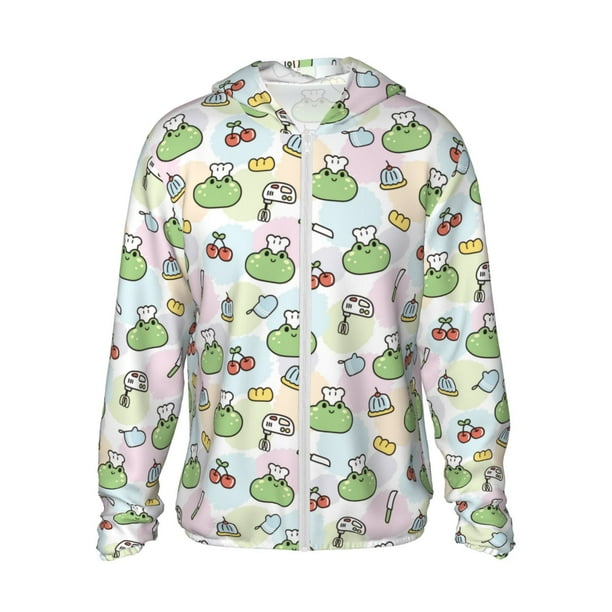 Balery Frog Wear Chef Hat Sudadera ligera de manga larga con capucha y protección solar UPF 50+ para hombre y mujer, ideal para pesca y running-Medium
