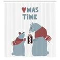 thumbnail image 3 of Polar Bear Shower Curtain, Christmas Time Baby Bear Giving Present to Mom Noel Celebration Theme, Fabric Bathroom Set with Hooks, 69W X 84L Inches Extra Long, Dark Coral Slate Blue, by Ambesonne, 3 of 3