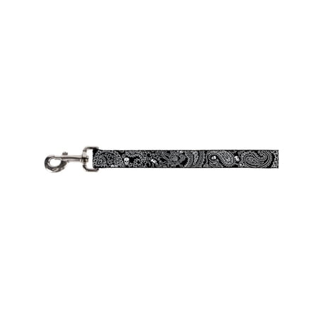 White Paisley Pattern with Skulls on Black Fun Animal Pet Dog Cat Leash