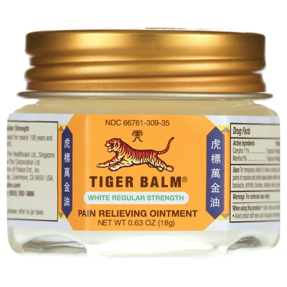Tiger Balm Pain Relief Ointment, 0.63 oz Jar, Relief for Backaches, Strains, Sore Muscles