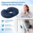 thumbnail image 3 of Donut Pillow Seat Cushion - Cooling Gel Donut Chair Cushions, Memory Foam Seat Cushion for Office & Home, Car Seat Cushion and Butt Pillow, Hemorrhoids Pillow and Tailbone Pain Relief, Blue, 3 of 14