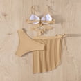 thumbnail image 6 of Nnhblu Women's Solid Bikini Strap Bikini Deep V Sexy Split Swimsuit Set Three-piece Swimming Suit Swimsuit Coverup for Women Savings&nbsp;Clearance Swimsuits for Curvy Women Beige, 6 of 8