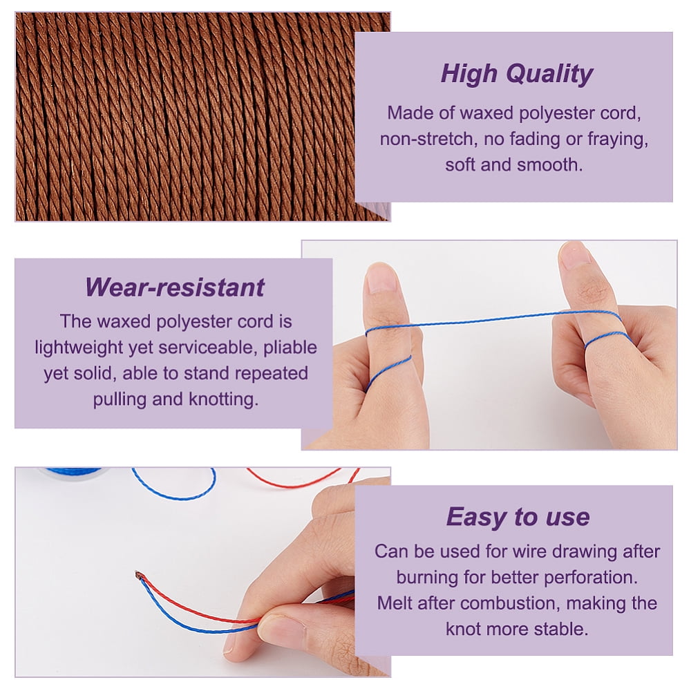 264 Yards/22 Rolls 1mm Waxed Polyester Cord Wax String Cord Twisted Sewing Waxed Thread Stitching Thread Cords for DIY Bracelets Necklace