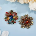 thumbnail image 4 of 2Pcs Flower Brooch Pin for Wedding Gorgeous Rhinestone Brooch for Decoration Golden Alloy Badge for Women Elegant Flower Badge for Clothing Dress Accessories Mixed Color, 4 of 6