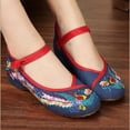 thumbnail image 4 of Bailarinas de lona bordadas hechas a mano Vintage para mujer, cómodas bailarinas chinas, zapatos bordados veganos, 4 of 4