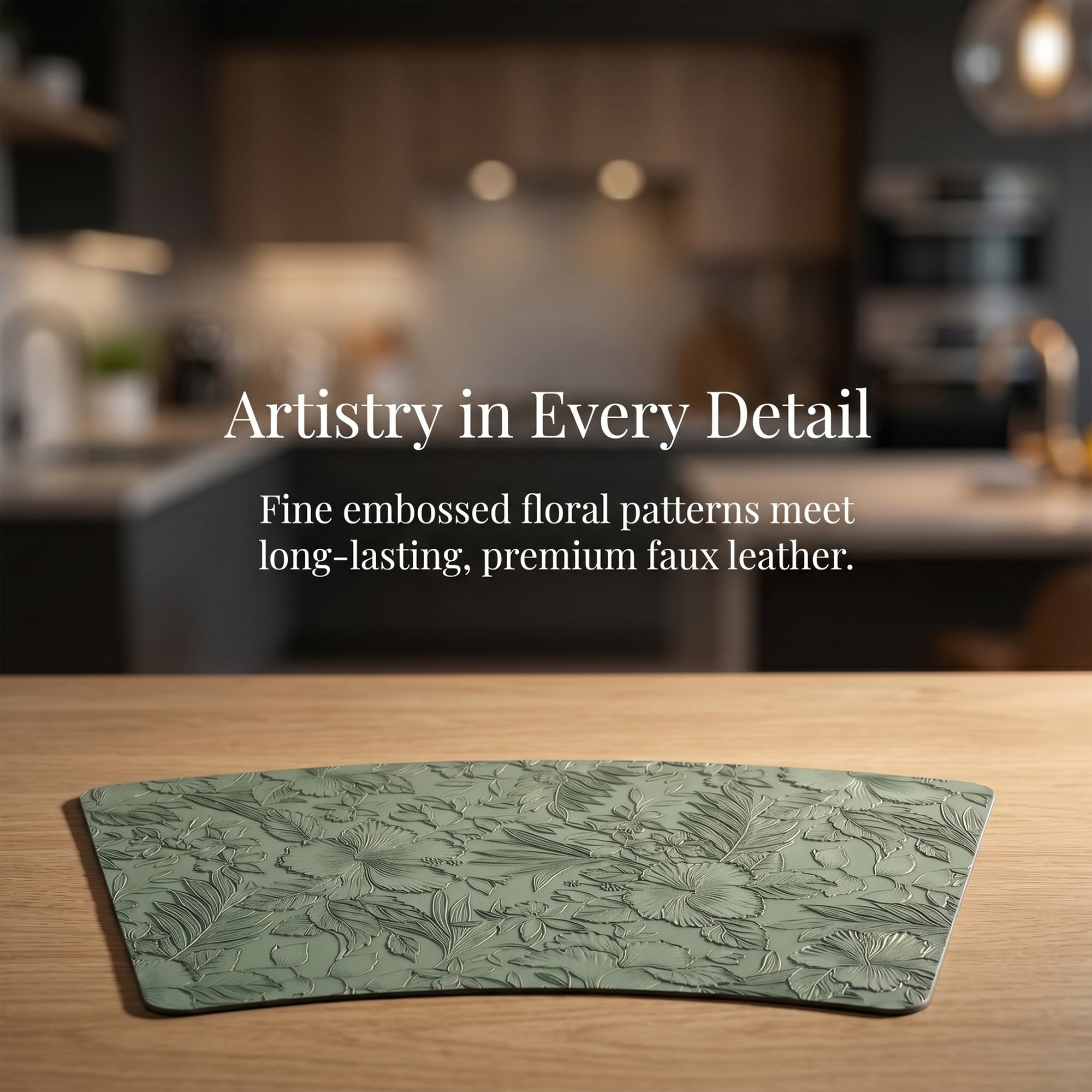 Unique Bargains Set of 6 Place Mat Faux Leather Table Placemats Washable Green 19x12in