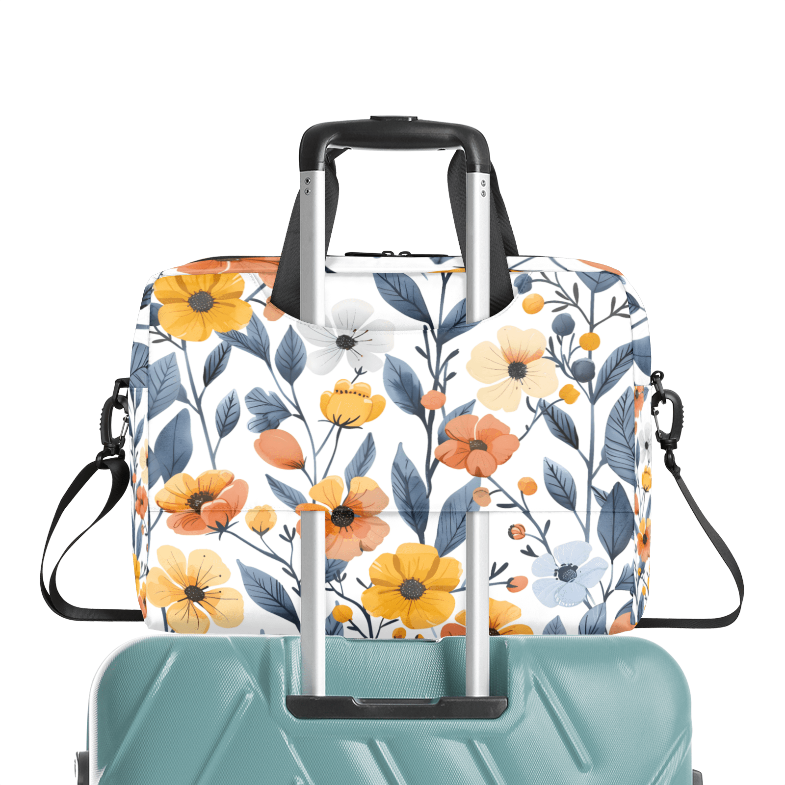 Herdesigns Flower Print Laptop Bag for Women Men, Computer Case Briefcase Messenger Bags, 15-15.6 inch Laptop Sleeve Shoulder Bag