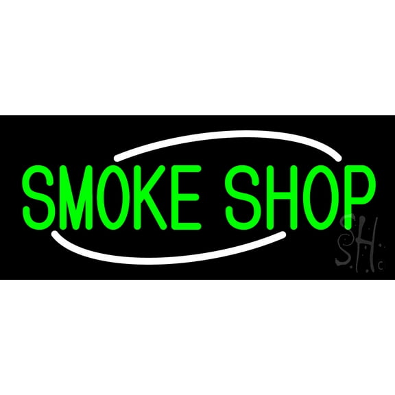 Green Smoke Shop LED Neon Sign 10 x 24 - inches, Clear Edge Cut Acrylic Backing, with Dimmer - Bright and Premium built indoor LED Neon Sign for Bar decor.