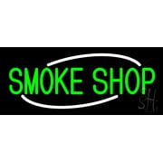 Green Smoke Shop LED Neon Sign 6 x 15 - inches, Clear Edge Cut Acrylic Backing, with Dimmer - Bright and Premium built indoor LED Neon Sign for Bar decor.