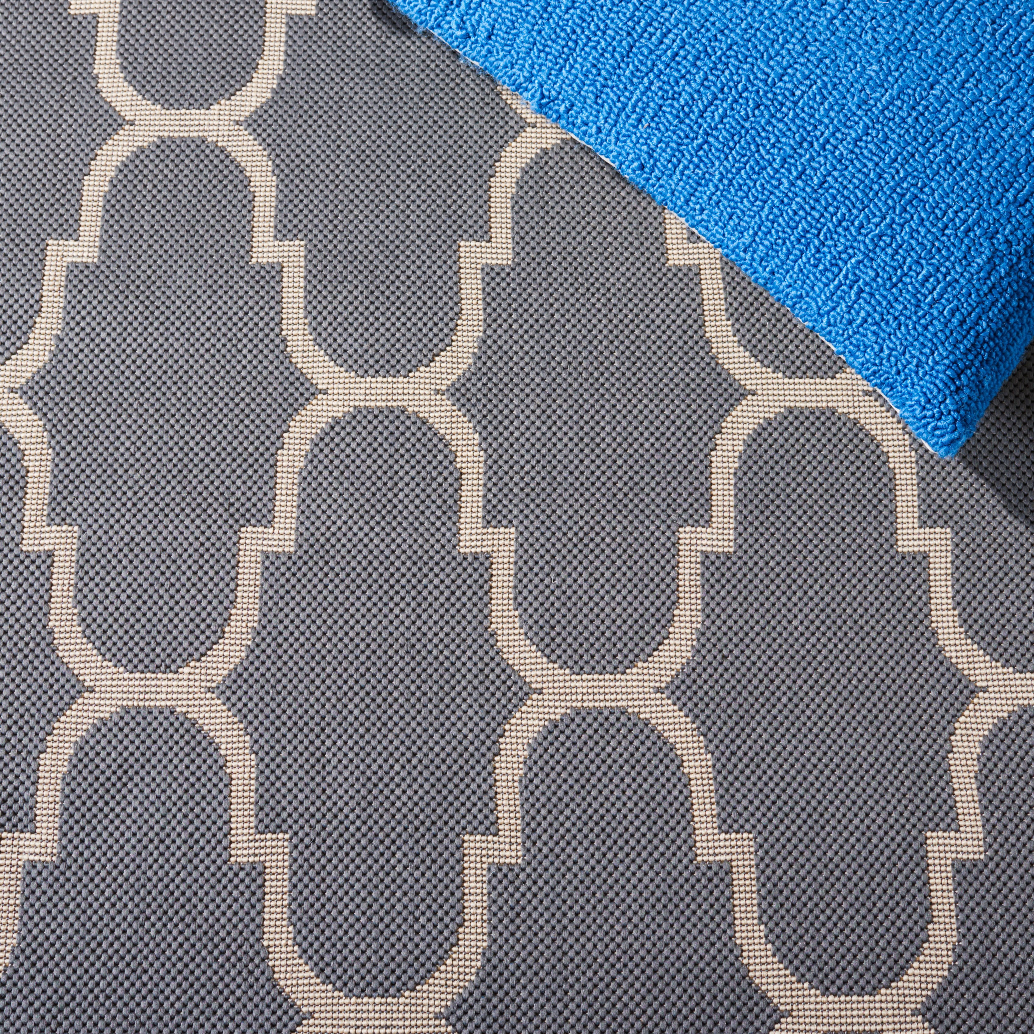 SAFAVIEH Courtyard Eustacia Geometric Trellis Indoor/Outdoor Area Rug Anthracite/Beige, 6'7" x 9'6"