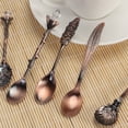 thumbnail image 4 of 6pcs Vintage European Tableware Coffee Spoon Set Royal Spoon Fork Set Dessert Forks for Sweet Snacks (Red Bronze), 4 of 8